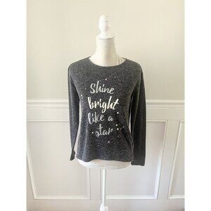 H&M Girls Grey "Shine Bright Like A Star" Long Sleeve Graphic Tee 12-14Y Stretch